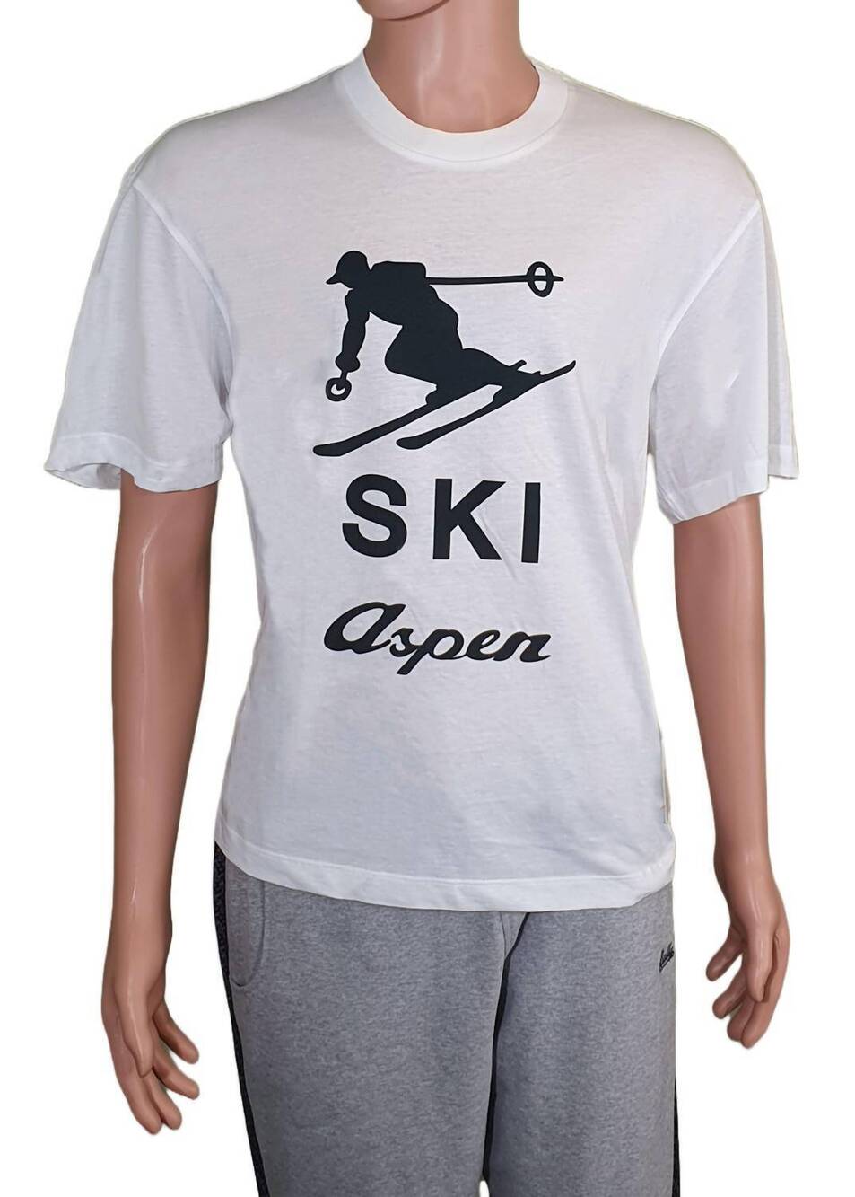 NEW BALLY unisex ski aspen graphic t-shirt in bone